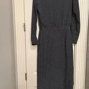 Alexis Dresses Alexis Noelle Polka Dot Tie Neck Slit Midi